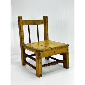 Antique Handmade Wood Child Chair Shabby Chippy Paint Chic Porch Old Dated 1926